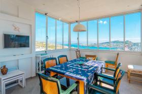 Multi-tiered villa with breathtaking vistas of the Aegean sea and mountains
